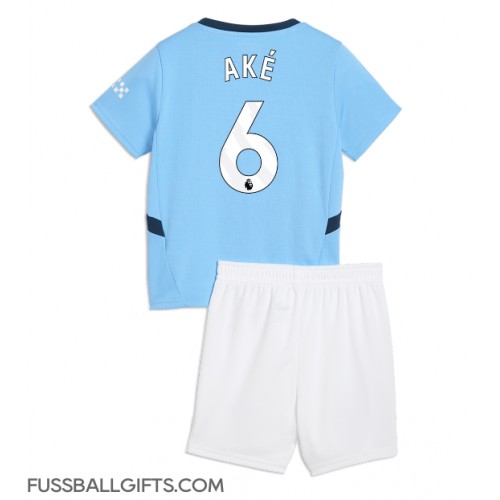 Manchester City Nathan Ake #6 Fußballbekleidung Heimtrikot Kinder 2024-25 Kurzarm (+ kurze hosen)